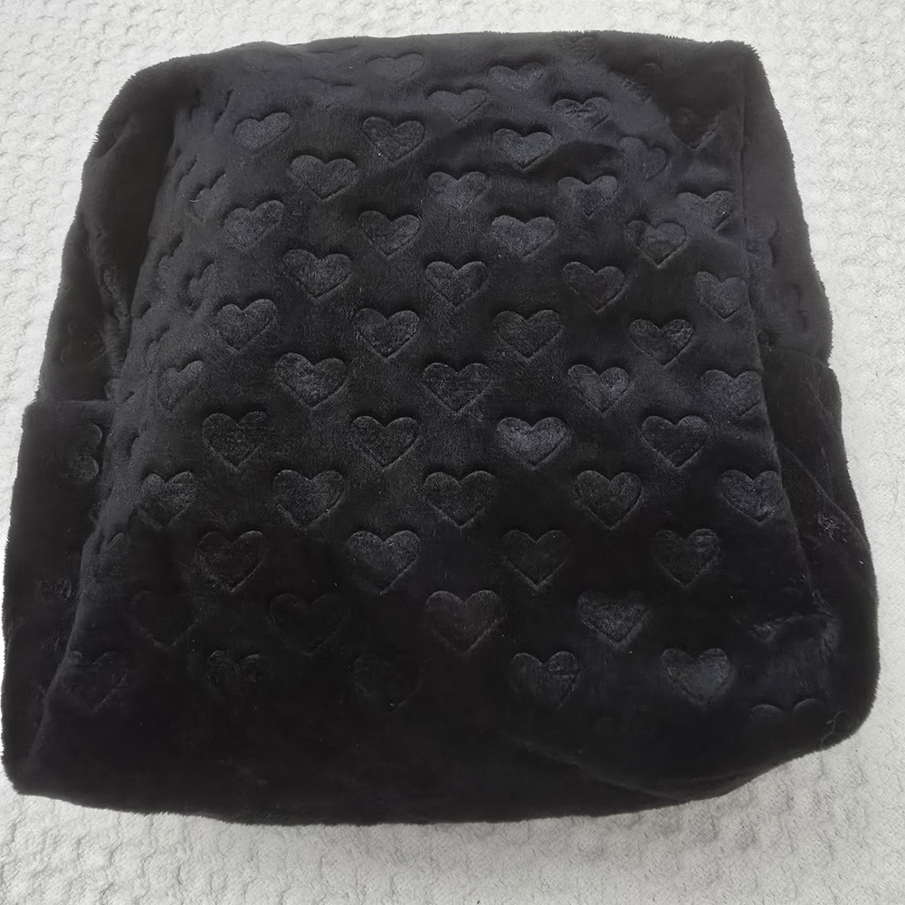 Juicy Couture Black Plush Heart-Pattern Make Up Bag